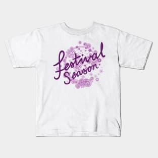 Festival Season Type Design Pinks & Purples Kids T-Shirt